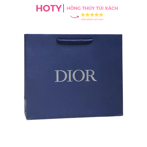 Túi Giấy Dior Xanh Chữ Bạc Size Trung 32cm
