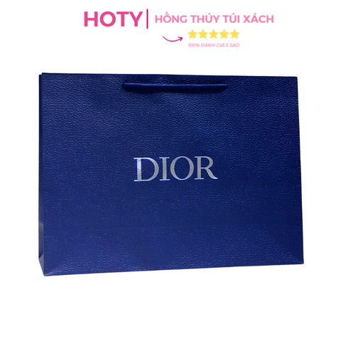 Túi Giấy Dior Xanh Chữ Bạc Size Trung 42cm