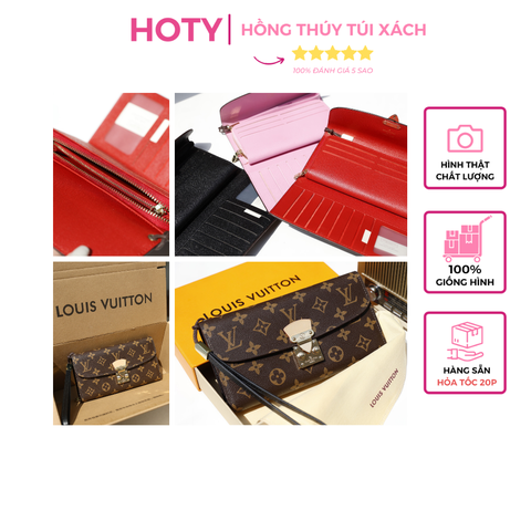 Ví Bóp Cầm Tay L SP Khóa vàng Hoa nâu (Có hộp)