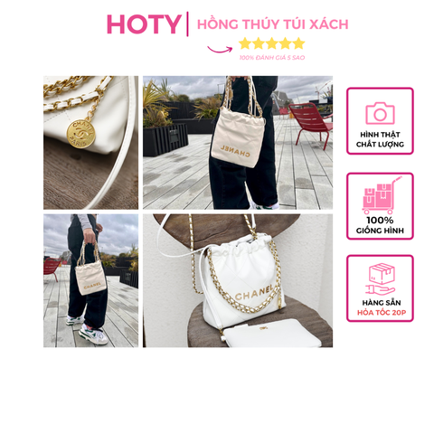 Túi X C22 Hobo Da Lì Khóa Vàng Size 20cm 1 Hộp