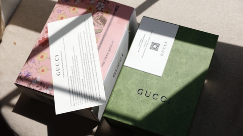 Balo Gucci Chữ Nâu Super Có 2 hộp