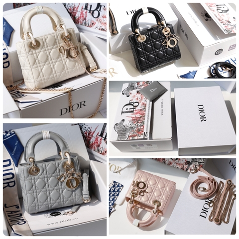 Túi Dior Lady Da Lì Khóa Vàng Size 17cm Có 2 Hộp