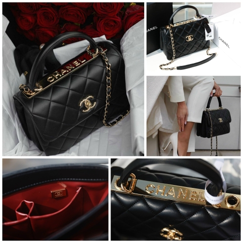 Túi X Trendy Nẹp Sắt Chữ Nổi Da Lì Khóa Vàng Size 25cm 2 Hộp