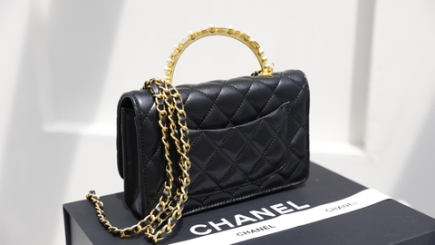 Túi X Quai Sắt Đính Ngọc Da Lì Khóa Vàng Size 20cm 2 Hộp