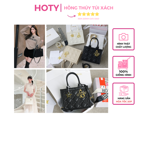 Túi Di Tote New Da Lì Khóa Vàng Size 26 Có 2 Hộp