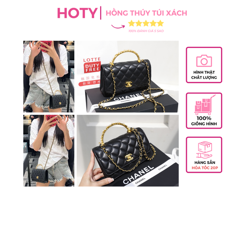 Túi X Quai Sắt Đính Ngọc Da Lì Khóa Vàng Size 20cm 2 Hộp
