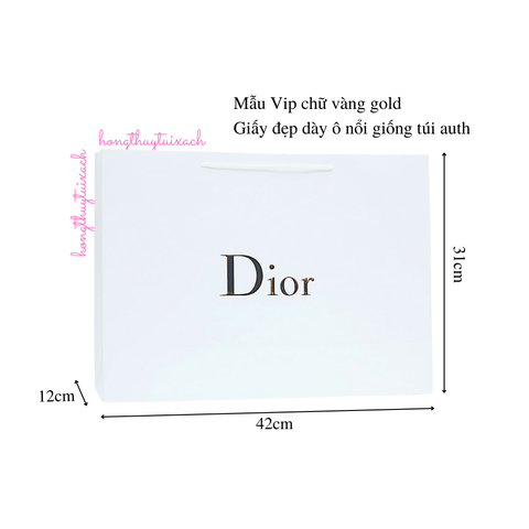 Túi Giấy Di Trắng Chữ Vàng Ô Nổi Size Lớn 42cm