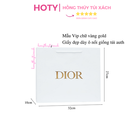 Túi Giấy Di Trắng Chữ Vàng Ô Nổi Size 32cm