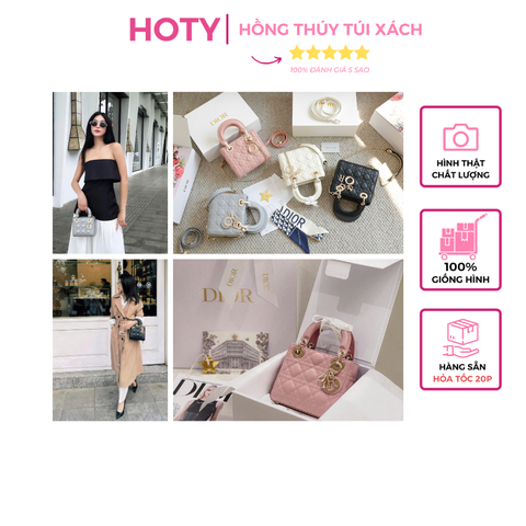 Túi Di Lady Da lì Khóa Vàng Size 17cm Ver2 F6677