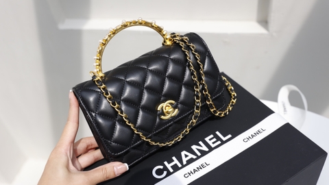 Túi X Quai Sắt Đính Ngọc Da Lì Khóa Vàng Size 20cm 2 Hộp