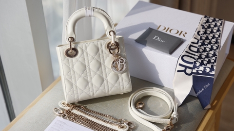 Túi Di Lady Da Bóng Khóa Vàng Size 17cm 2Box (Có hộp)