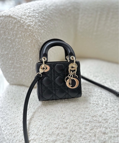 Túi Dior Lady Da Lì Khóa Vàng Size 12cm Có 2 hộp