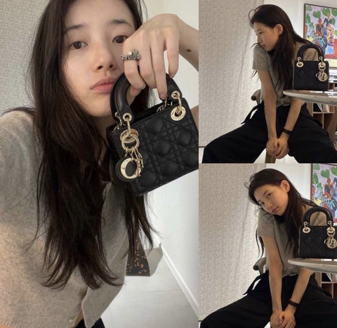 Túi Di Lady Da Lì Khóa Vàng Size 12cm Có 2 hộp