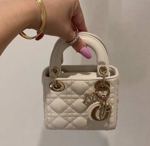 Túi Dior Lady Da Lì Khóa Vàng Size 12cm Có 2 hộp