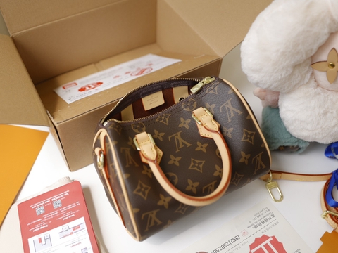 Túi L Speed Hoa Nâu Size 20cm Có 2 hộp