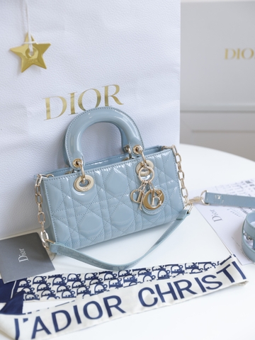 Túi Di Lady Ngang Djoy Da Bóng Khóa Vàng Size 22cm Có 2 hộp