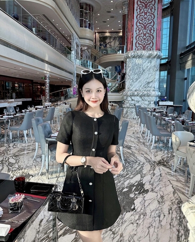 Túi Di Lady Ngang Djoy Da Bóng Khóa Vàng Size 22cm Có 2 hộp