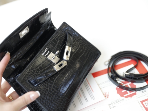 Túi Hm  Kelly Da Cá Sấu Khóa Bạc Size 22cm Có hộp