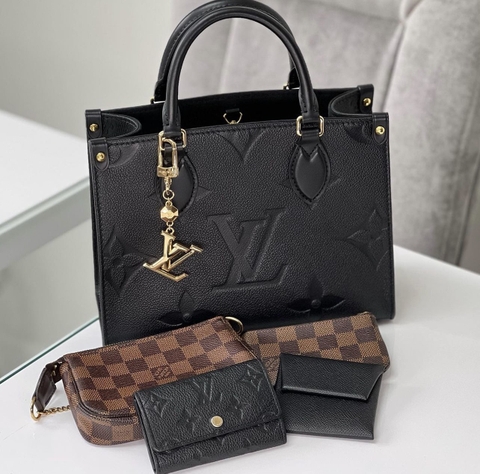 Túi L Onthego Da Bò Họa Tiết Dập Size 25cm Có 2 hộp