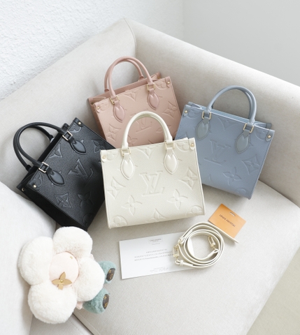 Túi L Onthego Da Bò Họa Tiết Dập Size 25cm Có 2 hộp