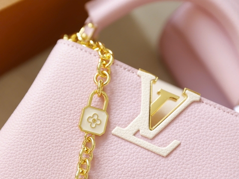 Túi L Capu Size Lớn 27cm Charm Xích Ổ Khóa