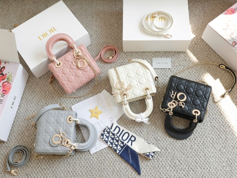 Túi Di Lady Da lì Khóa Vàng Size 17cm Ver2 F6677