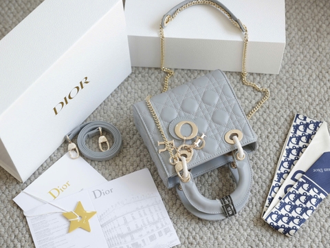 Túi Di Lady Da lì Khóa Vàng Size 17cm Ver2 F6677