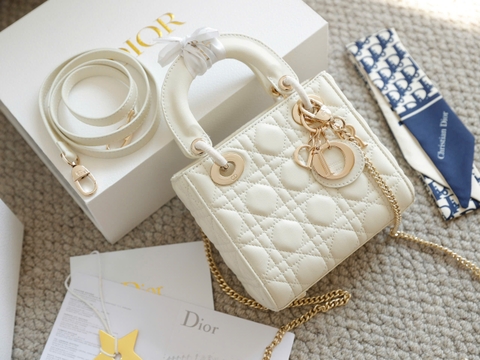 Túi Di Lady Da lì Khóa Vàng Size 17cm Ver2 F6677