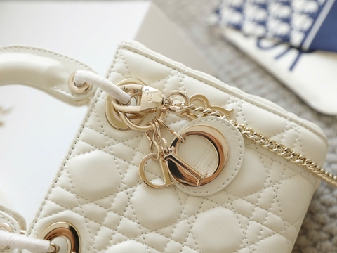 Túi Di Lady Da lì Khóa Vàng Size 17cm Ver2 F6677