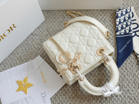 Túi Di Lady Da lì Khóa Vàng Size 17cm Ver2 F6677