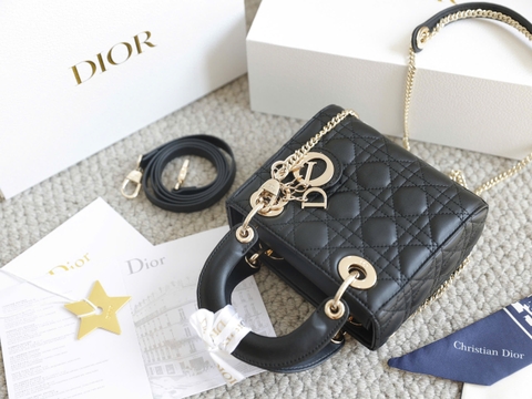 Túi Di Lady Da lì Khóa Vàng Size 17cm Ver2 F6677