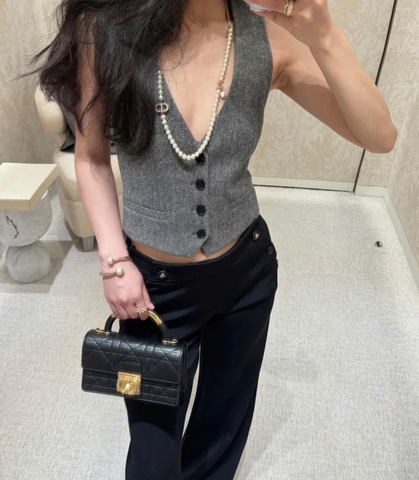 Túi Di Ange Caro Quai Sắt Khóa Ngọc Size 20cm 4401