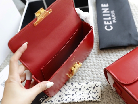 Túi Celine Triomphe Đỏ Khóa Vàng 2 Dáng