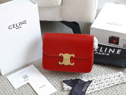 Túi Celine Triomphe Đỏ Khóa Vàng 2 Dáng