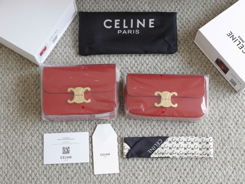 Túi Celine Triomphe Đỏ Khóa Vàng 2 Dáng