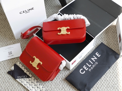 Túi Celine Triomphe Đỏ Khóa Vàng 2 Dáng