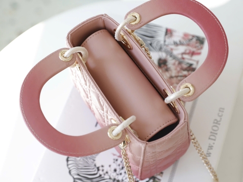 Túi Di Lady Ombre Da Lì Khóa Vàng Size 17cm Dây Bảng To Có 2 Hộp