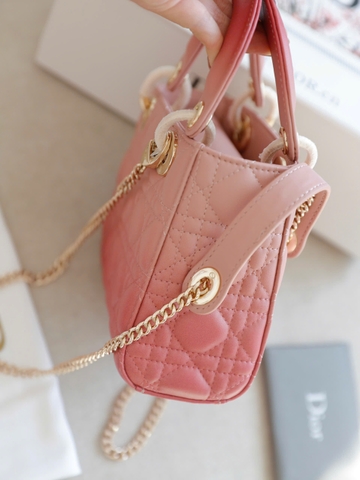 Túi Di Lady Ombre Da Lì Khóa Vàng Size 17cm Dây Bảng To Có 2 Hộp
