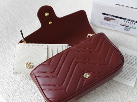 Túi xách G Đỏ da bò kèm ví Size 21cm Có 2 hộp