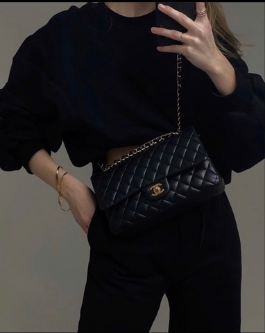 Túi Xách X Classic Da Trơn Khóa Vàng Size 25cm Có 2 hộp