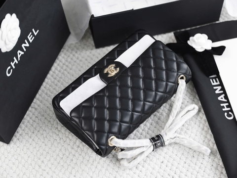 Túi Xách X Classic Da Trơn Khóa Vàng Size 25cm Có 2 hộp