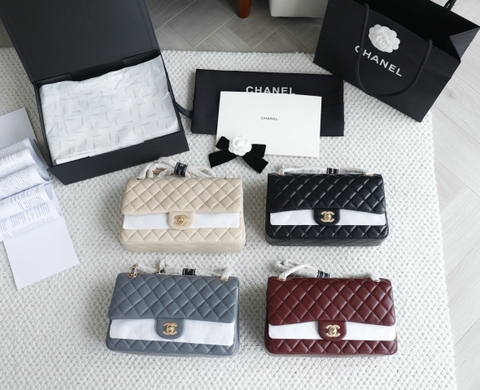 Túi Xách X Classic Da Trơn Khóa Vàng Size 25cm Có 2 hộp