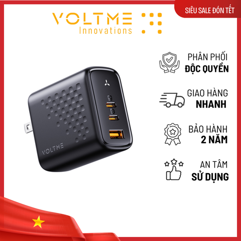 Cốc Sạc Nhanh Voltme 3in1 Revo 67W Power Delivery (2 Type-C, 1 USB) coc-sac-nhanh-voltme-3in1-revo-67w-power-delivery-2-type-c-1-usb