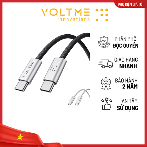 Cáp Sạc Nhanh Voltme Powerlink iVox Type-C to Type-C 100w, 120cm cap-sac-nhanh-voltme-powerlink-ivox-c-to-c-100w-120cm-bao-hanh-24-thang
