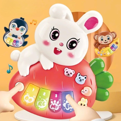 Đồ chơi đàn piano hình thỏ ôm cà rốt cho bé