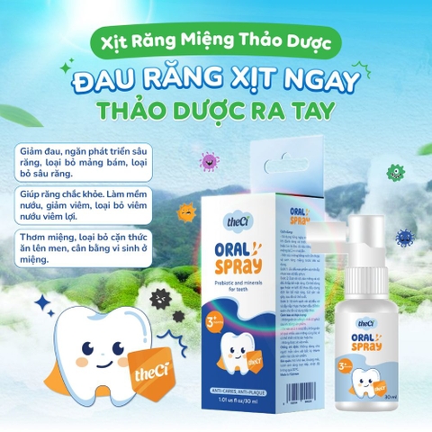 Xịt răng miệng chống sâu răng theCi cho bé 3M+ (30ml)
