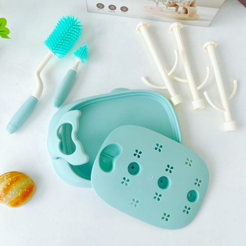 Khay úp bình sữa Kichi tặng kèm cọ rửa bình cho bé