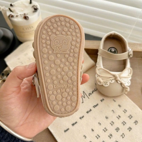 Giày búp bê tập đi nơ buộc dây cổ điển cho bé