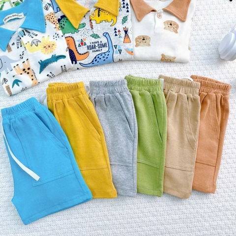 Bộ cộc tay cổ bâu Minwoo baby in họa tiết cho bé trai