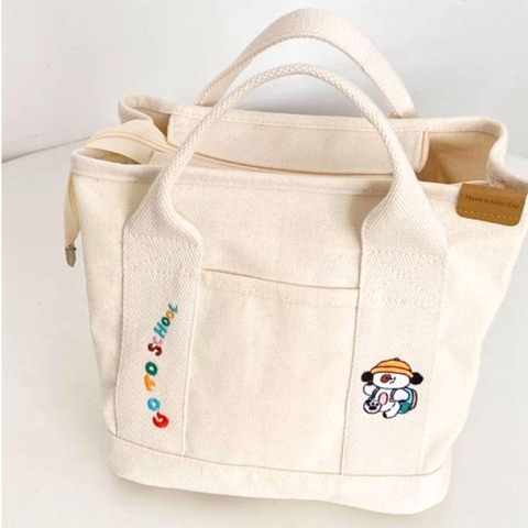 Túi bỉm canvas thêu hoạt hình